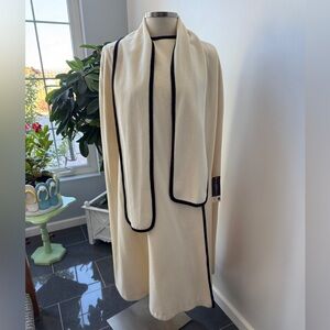 Alorna Cream Scarf-Trim Open Cape with Black Piping - Vintage
